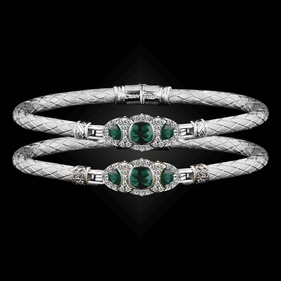 306 Onyx Green Caerleon two Cuscino Bangle Bracelet Builder