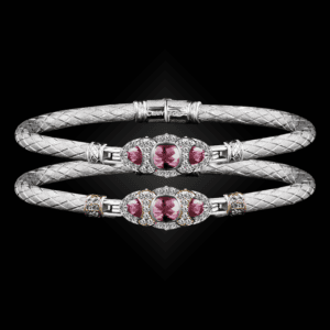 306 Lab Pink Sapphire Caerleon two Cuscino Bangle Bracelet Builder