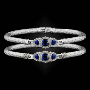 306 Lab Blue Sapphire Caerleon two Cuscino Bangle Bracelet Builder