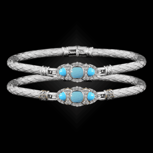 306 Recon Turquoise Caerleon two Cuscino Bangle Bracelet Builder